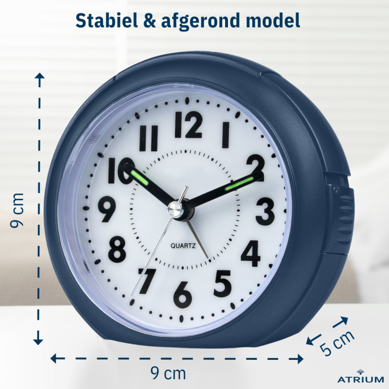 ATRIUM Wekker - Analoog - Donkerblauw - Zonder tikgeluid - A240-35