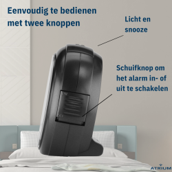 ATRIUM Wekker - Analoog - Wit - Zonder tikgeluid - A240-7