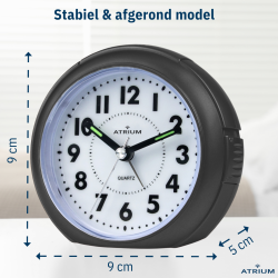 ATRIUM Wekker - Analoog - Zwart - Zonder tikgeluid - A240-7