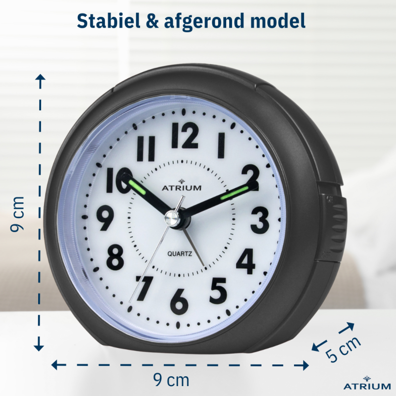 ATRIUM Wekker - Analoog - Zwart - Zonder tikgeluid - A240-7