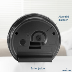 ATRIUM Wekker - Analoog - Wit - Zonder tikgeluid - A240-7