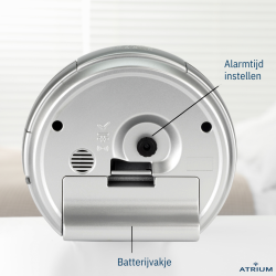 ATRIUM Wekker - Analoog - Zilver - Zonder tikgeluid - Snooze - Quartz