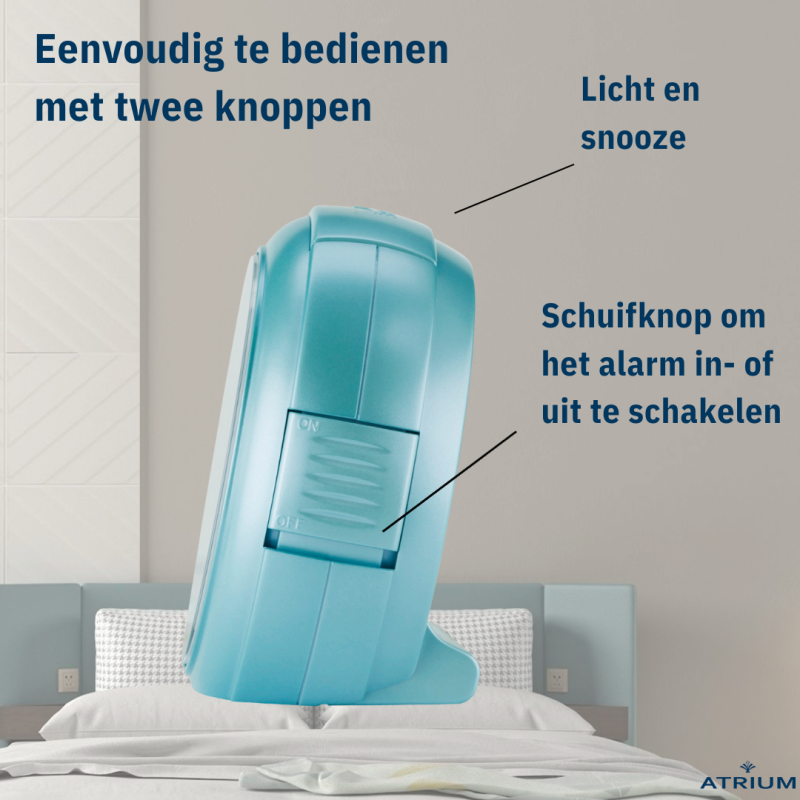 ATRIUM Wekker - Analoog - Lichtblauw - Zonder tikgeluid - A240-15