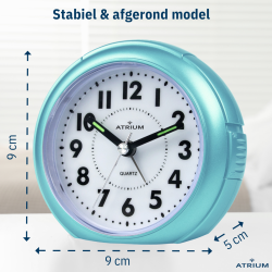 ATRIUM Wekker - Analoog - Lichtblauw - Zonder tikgeluid - A240-15