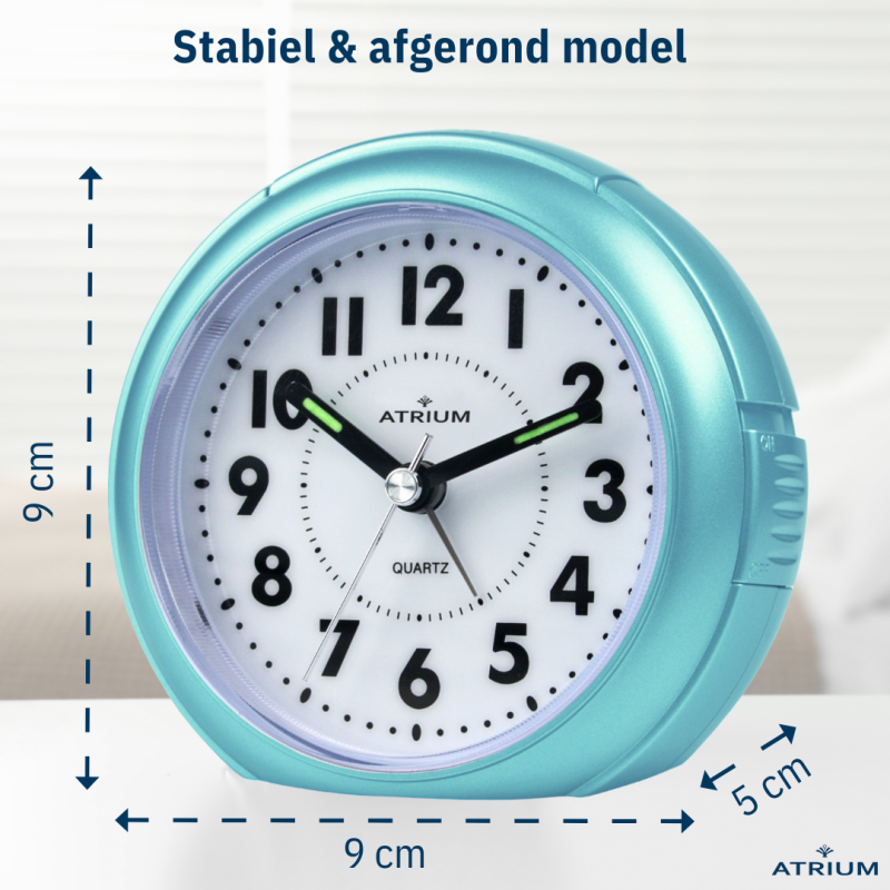 ATRIUM Wekker - Analoog - Lichtblauw - Zonder tikgeluid - A240-15