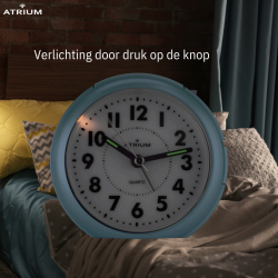 ATRIUM Wekker - Analoog - Lichtblauw - Zonder tikgeluid