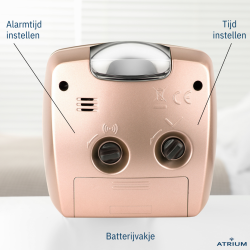 ATRIUM Alarm Clock - Analogue - Bronze - Without Ticking Sound - Build-up Beep - Alarm - Snooze