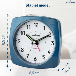 ATRIUM Alarm Clock - Analogue - Blue - Without Ticking Sound - Build-up Beep - Alarm - Snooze - A251-5