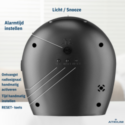 ATRIUM wekker - Radiogestuurd - Analoog - Zwart - A620-7