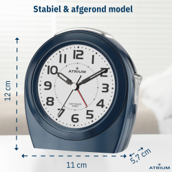 Atrium Alarm Clock - Seniors - Analogue - Auto Night Light - Dark Blue - Clear - Easy to use - No Ticking - A451-5