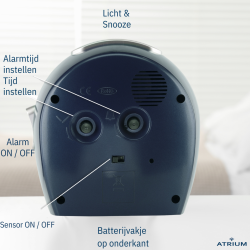 Atrium Alarm Clock - Seniors - Analogue - Auto Night Light - Dark Blue - Clear - Easy to use - No Ticking - A451-5