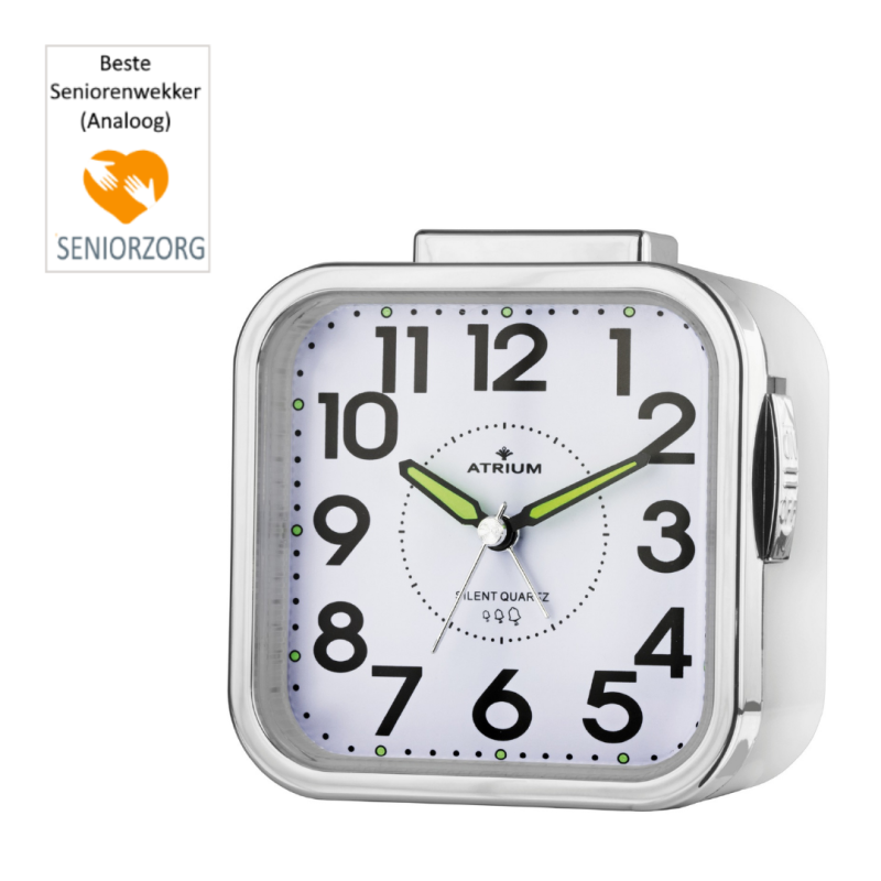 ATRIUM Alarm Clock - Seniors - Analogue - White - Clear - Easy to use - A530-0