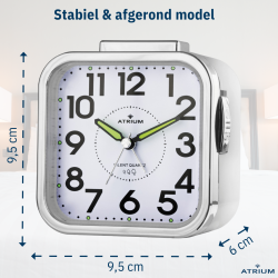 ATRIUM Alarm Clock - Seniors - Analogue - White - Clear - Easy to use - A530-0
