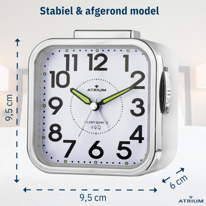 ATRIUM Alarm Clock - Seniors - Analogue - White - Clear - Easy to use