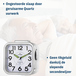 ATRIUM Wekker - Senioren - Analoog - Wit - Duidelijk - Eenvoudig in gebruik - A530-0
