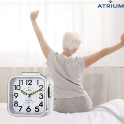 ATRIUM Wekker - Senioren - Analoog - Wit - Duidelijk - Eenvoudig in gebruik