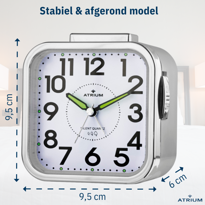 ATRIUM Wekker - Senioren - Analoog - Zilver - Duidelijk - Eenvoudig in gebruik - A530-19