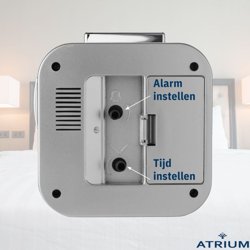 ATRIUM Alarm Clock - Seniors - Analogue - Silver - Clear - Easy to use - A530-19