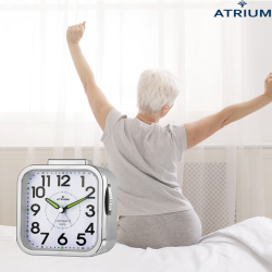 ATRIUM Alarm Clock - Seniors - Analogue - Silver - Clear - Easy to use - A530-19
