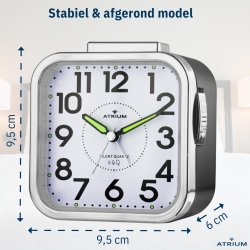 ATRIUM Alarm Clock - Seniors - Analogue - Black - Clear - Easy to use