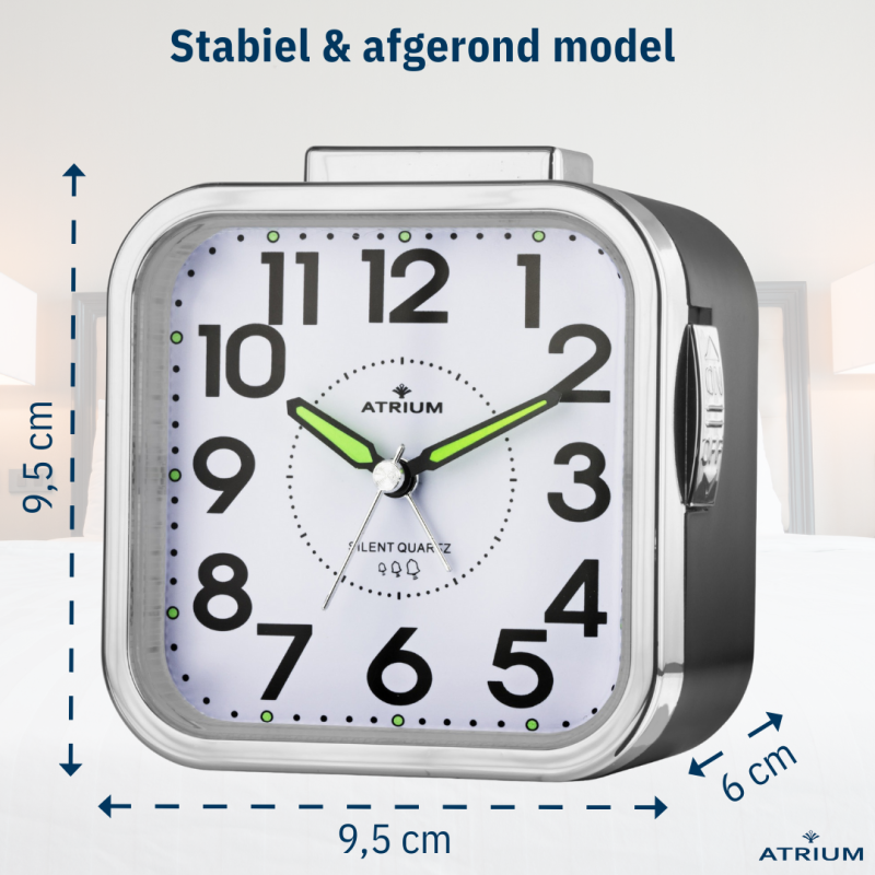 ATRIUM Alarm Clock - Seniors - Analogue - Black - Clear - Easy to use - A530-7