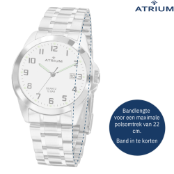 ATRIUM Watch - Men - Stainless Steel - Steel Strap - 10 Bar - Analogue - White Dial - Date