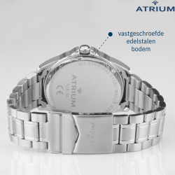 ATRIUM Watch - Men - Stainless Steel - Steel Strap - 10 Bar - Analogue - White Dial - Date