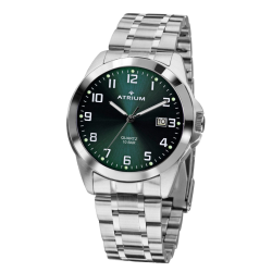 ATRIUM Horloge - Heren - Staalband - Wijzerblad Groen - Datum - Edelstaal - 10 bar - British Racing Green - A16-36