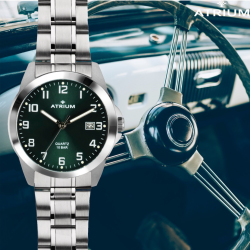 ATRIUM Uhr - Herren - Stahlband - Grünes Zifferblatt - Datum - Edelstahl - 10 bar - British Racing Green - A16-36 ATRIUM Uhr - Herren - Stahlband - Grünes Zifferblatt - Datum - Edelstahl - 10 bar - British Racing Green - A16-36