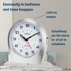 ATRIUM wekker - Radiogestuurd - Analoog - Zilver - A620-19