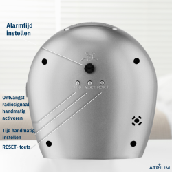 ATRIUM wekker - Radiogestuurd - Analoog - Zilver - Opbouwende Pieptoon - Snooze - Eenvoudig