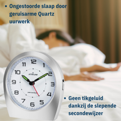 ATRIUM wekker - Radiogestuurd - Analoog - Zilver - A620-19
