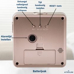ATRIUM Wekker - Radiogestuurd - Analoog - Brons Metallic - Opbouwende Pieptoon - Snooze - A660-17