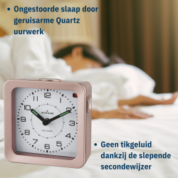 ATRIUM Wekker - Radiogestuurd - Analoog - Brons Metallic - Opbouwende Pieptoon - Snooze - A660-17