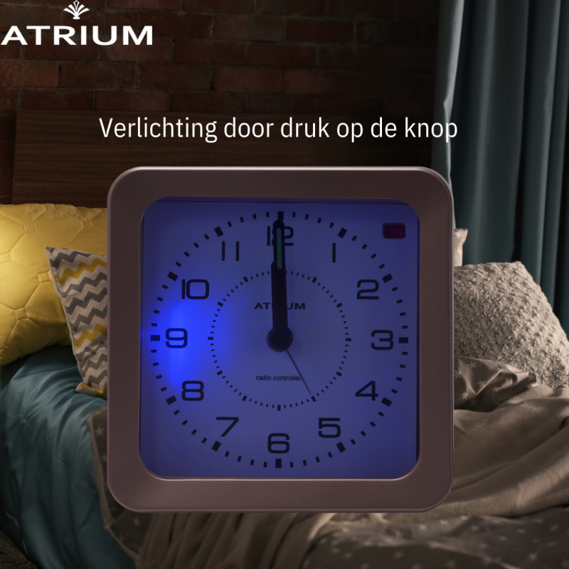 ATRIUM Alarm Clock - Radio-controlled - Analogue - Bronze Metallic - Build-up Beep - Snooze - A660-17