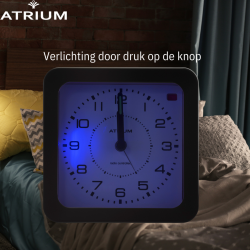ATRIUM Wekker - Radiogestuurd - Analoog - Zwart - Opbouwende Pieptoon - Snooze