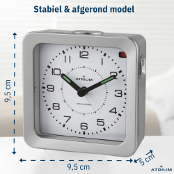 ATRIUM Wekker - Radiogestuurd - Analoog - Zilver - Opbouwende Pieptoon - Snooze - A660-19
