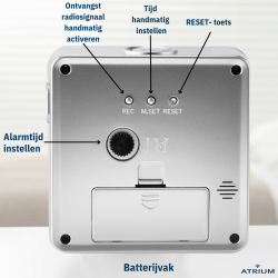 ATRIUM Wekker - Radiogestuurd - Analoog - Zilver - Opbouwende Pieptoon - Snooze - A660-19
