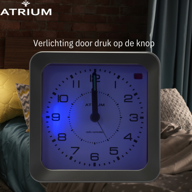 ATRIUM Wekker - Radiogestuurd - Analoog - Zilver - Opbouwende Pieptoon - Snooze - A660-19