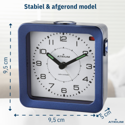 ATRIUM Wekker - Radiogestuurd - Analoog - Blauw - Opbouwende Pieptoon - Snooze