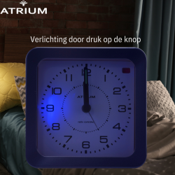 ATRIUM Wekker - Radiogestuurd - Analoog - Blue - Opbouwende Pieptoon - Snooze - A660-5