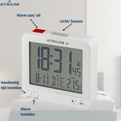 ATRIUM wekker - Radiogestuurd - Digitaal - Wit - A740-0