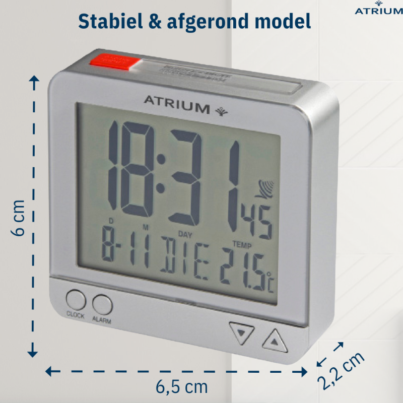 ATRIUM wekker - Radiogestuurd - Digitaal - Zilver - A740-19