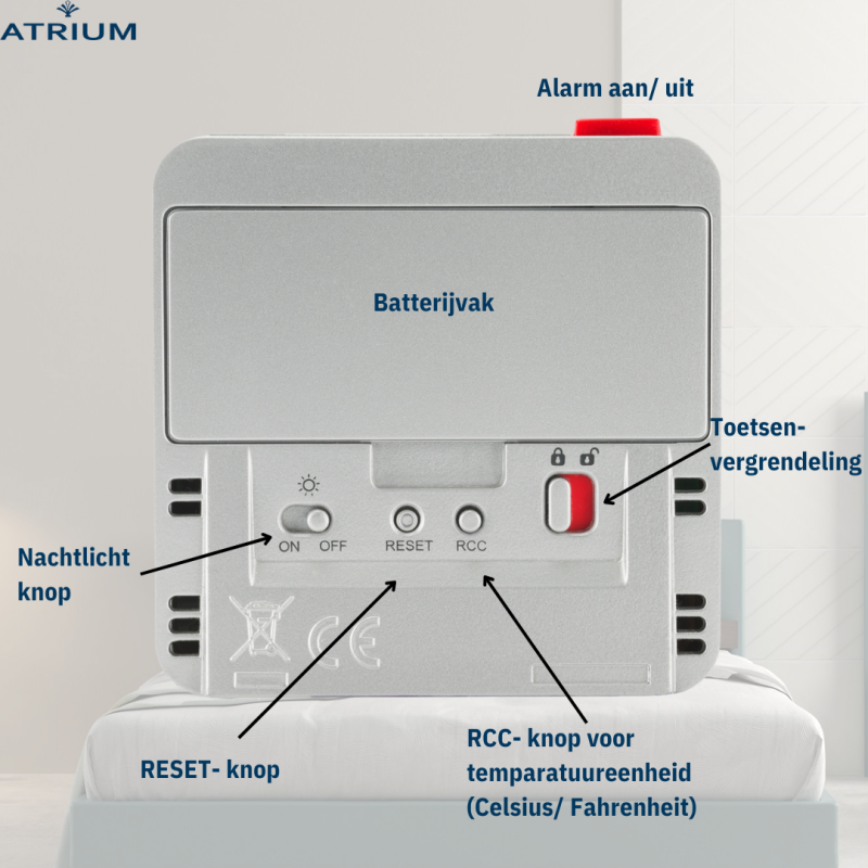 ATRIUM wekker - Radiogestuurd - Digitaal - Zilver - A740-19