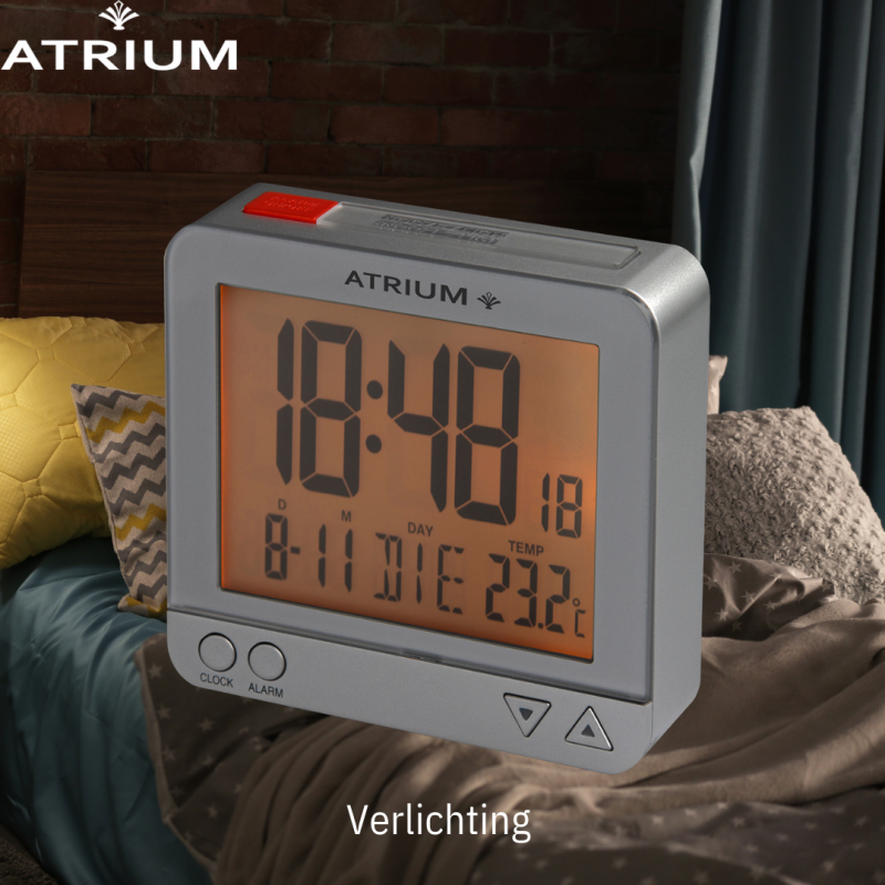 ATRIUM wekker - Radiogestuurd - Digitaal - Zilver - A740-19