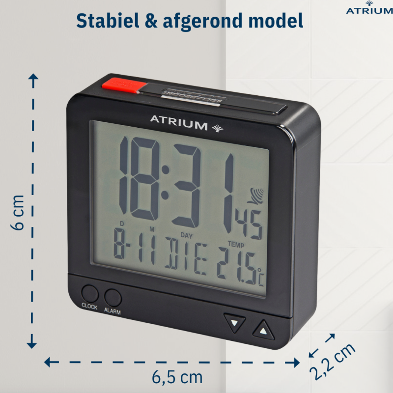 ATRIUM wekker - Radiogestuurd - Digitaal - Zwart - A740-7
