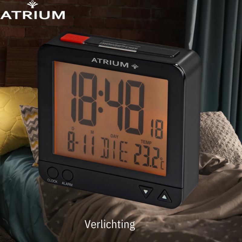 ATRIUM wekker - Radiogestuurd - Digitaal - Zwart - A740-7