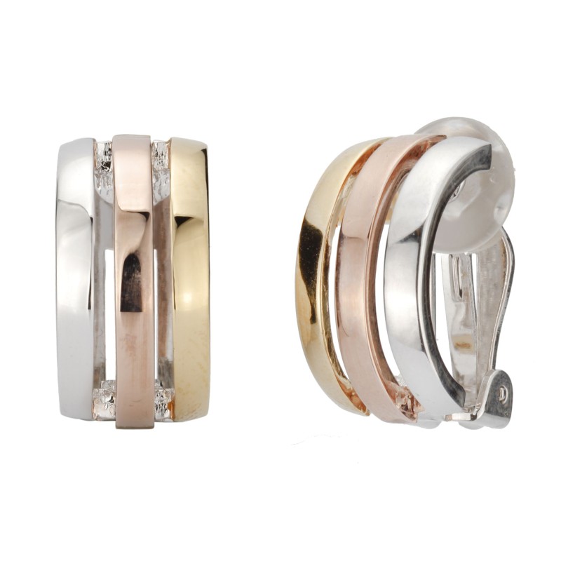 Traveller Ohrclip Damen - Tricolor - Goldfarbe - Rosé-goldfarbe - Silberfarbe - 157074