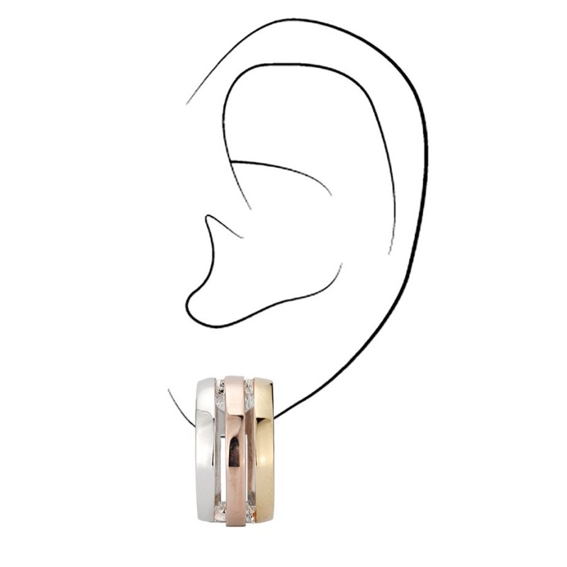 Traveller Clip Oorbellen - Tricolor - Goudkleurig - Rosé goudkleurig - Zilverkleurig- 157074