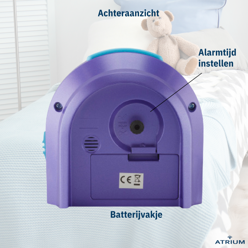 ATRIUM Children's Alarm Clock - Analogue - Purple - No Ticking Sound - Illuminated - Uplifting Beep Tone - Alarm & Snooze